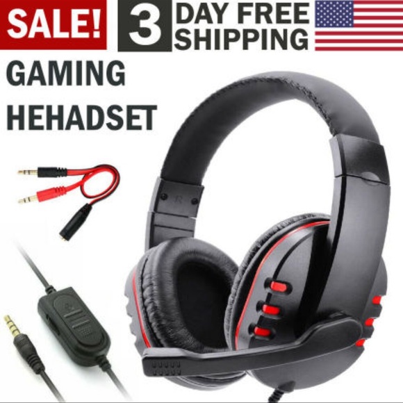 Pro Gamer Headset For PS4 PlayStation 4 Xbox One & PC Computer Red Headphones - Picture 1 of 7